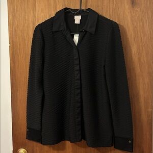 Chico’s textured button down knit top new